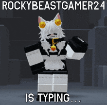 rockybeastgamer24 is typing with a picture of a girl in a maid outfit