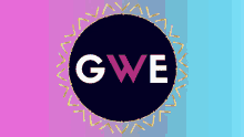 gwe is written in a circle on a purple and blue background