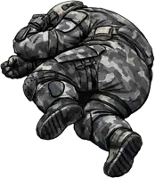 a cartoon drawing of a soldier laying down