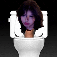 a white toilet with a picture of a woman on it