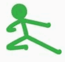 a green stick figure is standing in a karate pose .