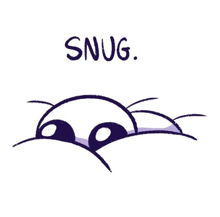 a cartoon drawing of a bug with the words snug written on it .