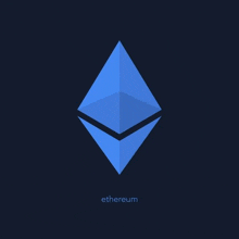 a blue triangle with the word ethereum below it