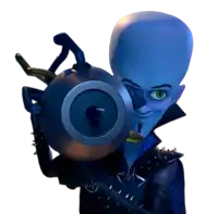 a cartoon character with a huge head is holding a gun