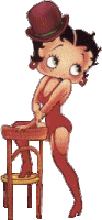 betty boop is wearing a top hat and sitting on a bar stool