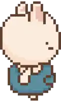 a pixel art illustration of a rabbit wearing a blue shirt