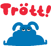 a blue monster with a swirl coming out of its head and the word trött written above it