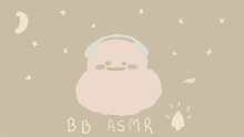 a drawing of a cartoon character with headphones and the words bb asmr below it