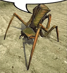 a cartoon spider with a speech bubble above it