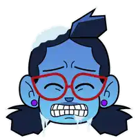 a cartoon drawing of a person with glasses and ice on their face