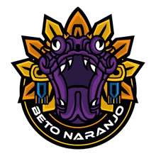 a logo for beto naranjo with a purple snake