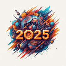 a colorful illustration with the number 2025 in the center