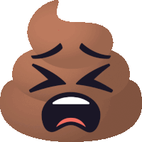 a cartoon illustration of a pile of brown poop with a sad face