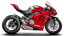 a red ducati corse motorcycle with a silver tank