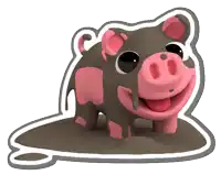 a sticker of a pig with pink spots on its face