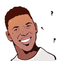a cartoon drawing of a man with question marks above his head