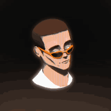 a drawing of a man wearing sunglasses against a dark background