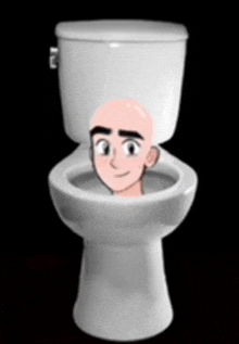 a man with a bald head is in a toilet