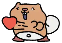 a cartoon drawing of a squirrel holding a heart