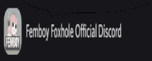 a logo for femboy foxhole official discord with a speech bubble above it