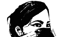 a black and white drawing of a man 's face with a caption that says ' voodooland '