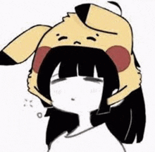 a drawing of a girl wearing a pikachu hat .