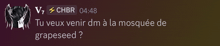 a screenshot of a chat between a person named chbr and another person
