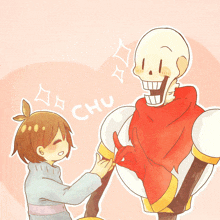 a drawing of a skeleton and a girl with the word chu written on the bottom