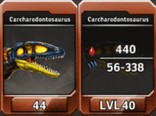 a picture of a carcharodontosaurus with 44 and lvl40