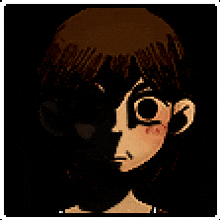 a pixel art drawing of a person with a shadow on their face