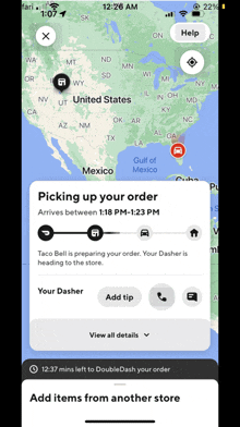 a screenshot of an uber app showing a map of the united states and mexico