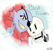 a drawing of a monster and a skeleton with the words best friends written below them