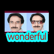 a picture of a man with sunglasses and the word wonderful on the bottom