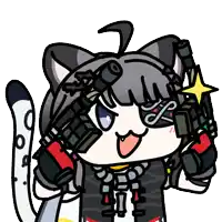 a cartoon drawing of a cat with a gun and a star