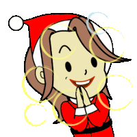 a cartoon of a girl in a santa hat