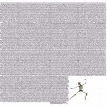 a skeleton is standing in front of a wall with a lot of text .