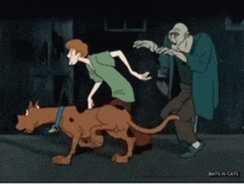 a cartoon of scooby doo and a vampire with bats n cats in the corner