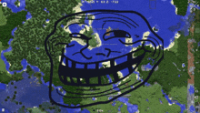 a drawing of a troll face on a map with the coordinates x 1621 y 63 z 7222