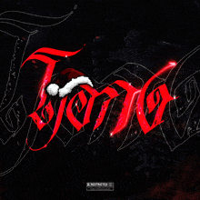 a black background with red letters that spell out the word jon