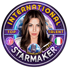 a logo for international starmaker with a woman in the center