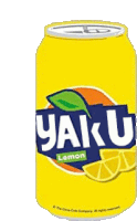 a can of yaku lemon soda with a lemon slice on it