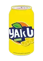 a can of yaku lemon soda with a lemon slice on it