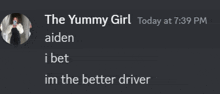 a screenshot of a text message from the yummy girl