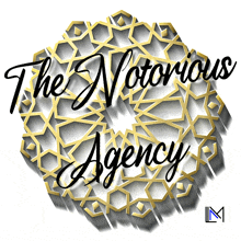 a logo for the notorious agency with a gold pattern