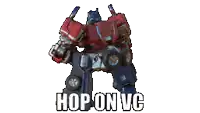 a transformer with the words hop on vc on it
