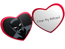 a heart shaped mirror with the words ethan my beloved on it