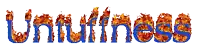 the word unfitness is written in blue and orange flames