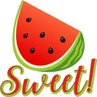 a slice of watermelon with the word sweet behind it