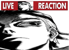 a black and white drawing of a woman with the words live reaction above it