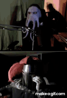 a make a gif.com screen shows a man in a octopus mask